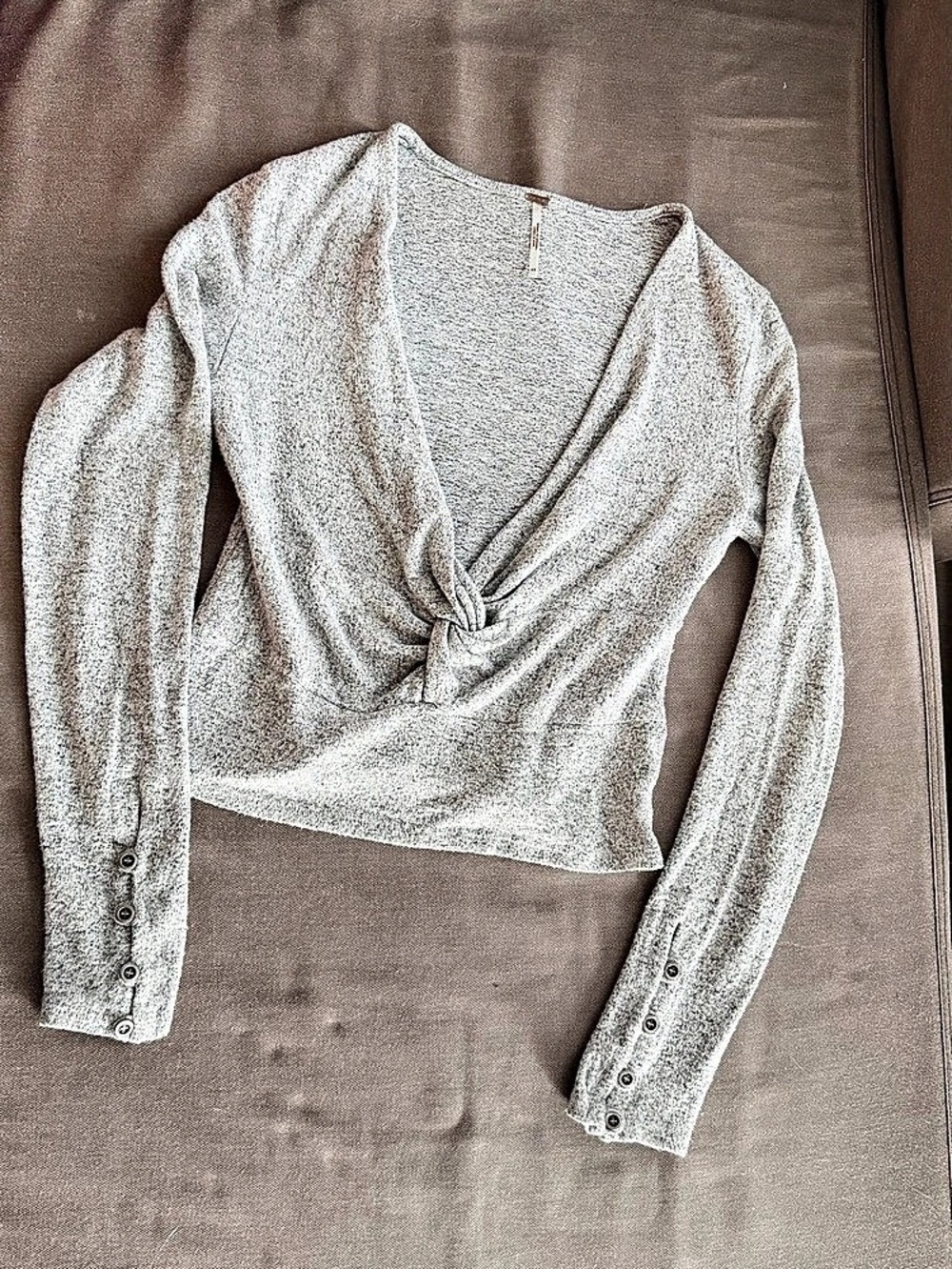 Free People Twist And Shout Pullover Gray Long Sleeve Top XS